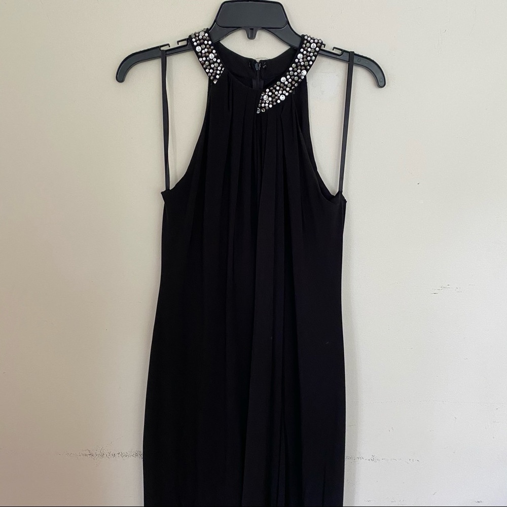 Xscape Black Gown Size 10 With Slit Pre Owned